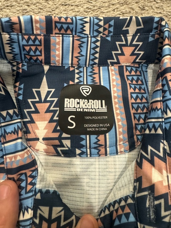 Rock&Roll Other - Rock & Roll Denim Men’s Blue & Peach Aztec Print Polo